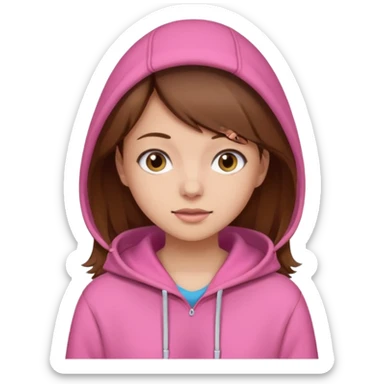 Girl with brown hair and pink hoodie  sticker