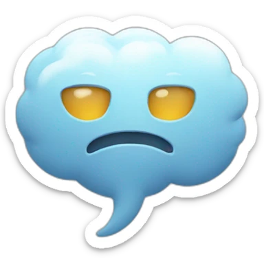 Icon of a bot that has the "conversation cloud" emoji flying out of its mouth sticker