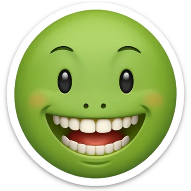 green happy emoji face showing teeth sticker