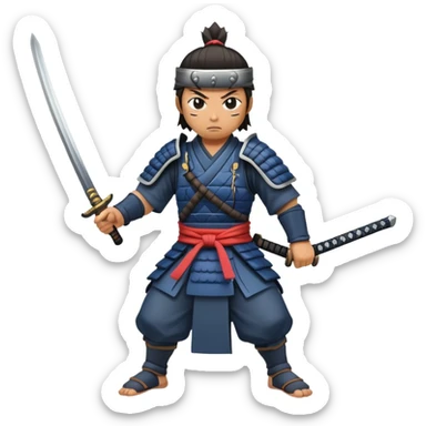 fierce samurai wielding sword in battle stance sticker