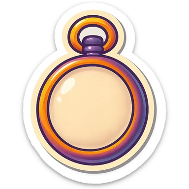 pocket watch with a blank face, no hands, no numbers, retro sticker style sticker