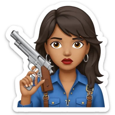 latina with mullet putting gun in her mouth sticker