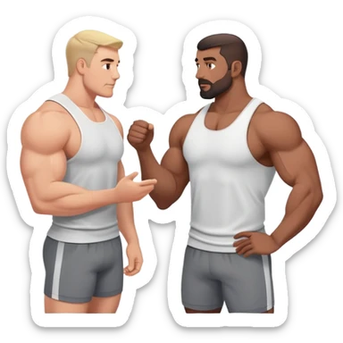 muscular fathers talking in a gym sticker