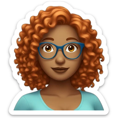 pretty curvy girl with curly copper hair and blue glasses sticker