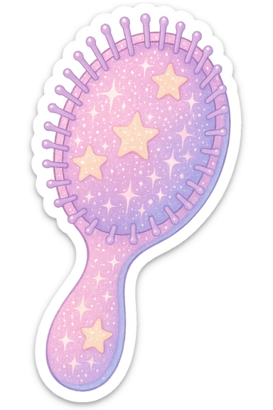 girly sparkling hairbrush, cute, shiny sticker