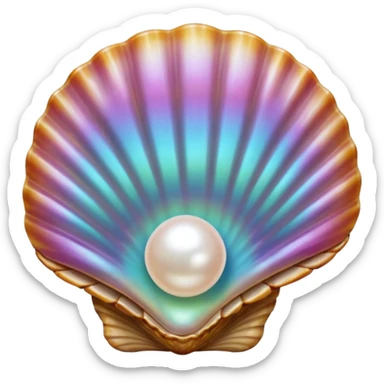 number “1” shaped pearl in shell  sticker