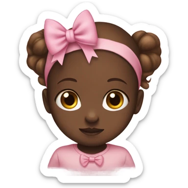 white newborn with pink bow and cute hazel eyes sticker