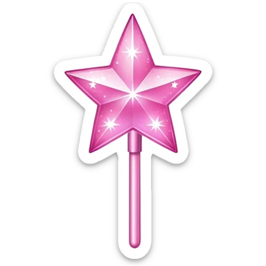 Sparkly pink magic star wand sticker