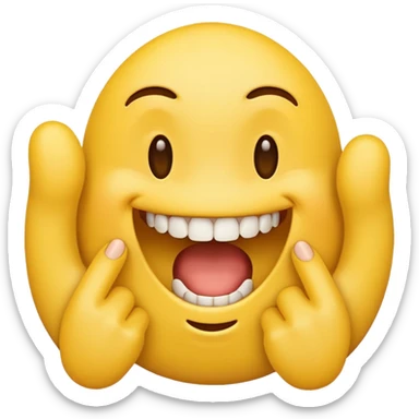 Yellow emoji finger bite with teeth in flirty manner sticker