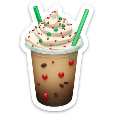an iced coffee with red and green sprinkles  sticker