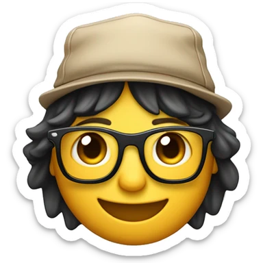 Una carita sonriente con pelo, gafas de sol y una gorra para atrás  sticker