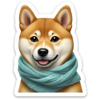 realistic shiba inu portrait with scarf on sticker