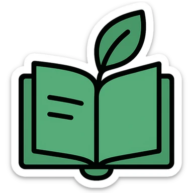 green minimalist logo for Convo Cuisine recipe book with leaf and book icon sticker