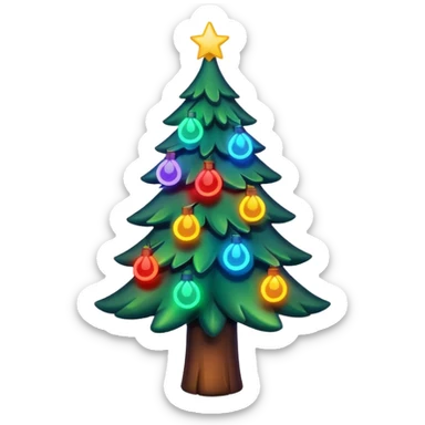 christmas tree with neon lights sticker