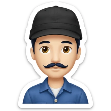 generate a pretty bratz boy wearing a dark blue cap and  button up shirt. Handsome

Mustache- black

hair black long sticker