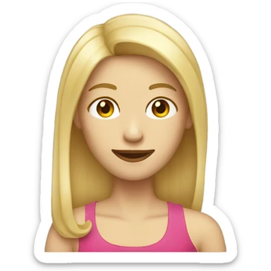 blonde straight middle length hair woman winking face sticker