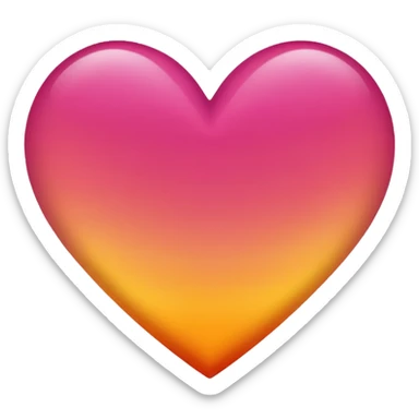 Dark pink to orange to yellow to orange to dark pink double gradient heart sticker