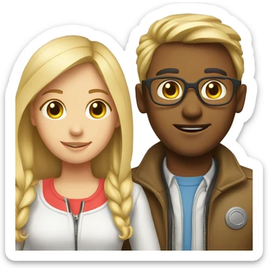 two scientests, a guy with cool clothes, and a blonde girl sticker