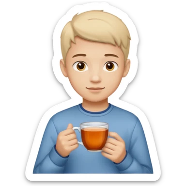 The boy teen with a cup of tea sticker