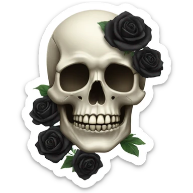 skull with black roses sticker