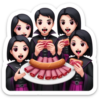 goth vampires eating a SPAM meat dinner sticker