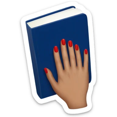 a hand with a red manicure holds a dark blue diary sticker