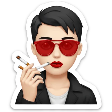 boy with piercing sunglasses blood smoking cigarette black lips sticker