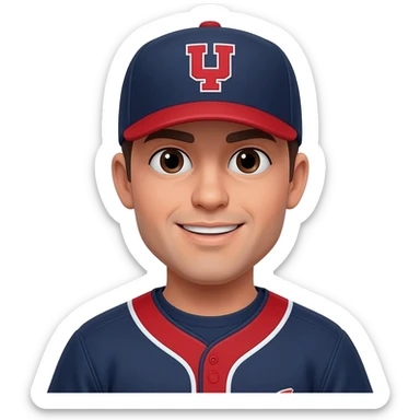 Tell baseball pitcher navy & red sticker