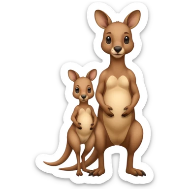 A kangaroo which has its baby kangaroo in its pouch(marsupium) sticker