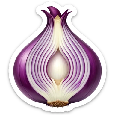 A cut purple onion sticker