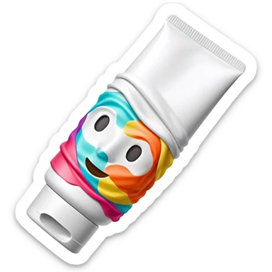 hand cream tube that is empty, crumpled, very wrinkled, cap on, no face, colorful and vibrant design, looks like a beauty product sticker