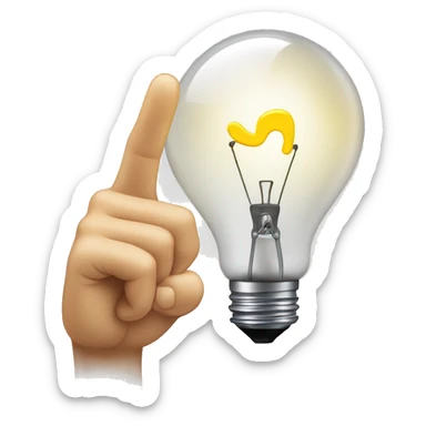 lightbulb and a pointing hand, symbolizing a helpful tip or recommendation sticker