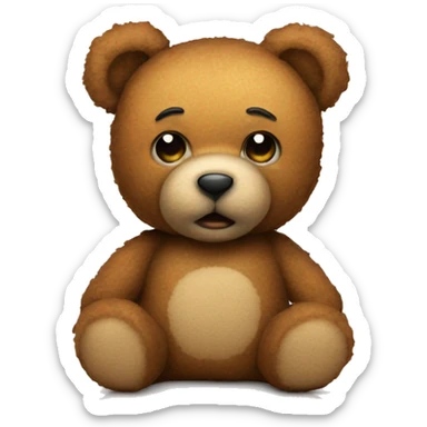 Worn teddy bear with stuffing around it  sticker