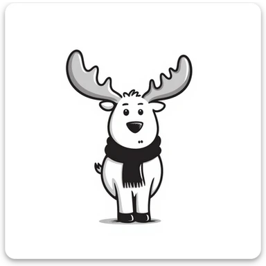 Hand drawn doodle style moose sticker