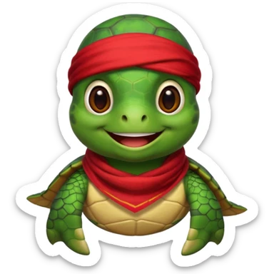 turtle wearing a red pirate scarf sticker