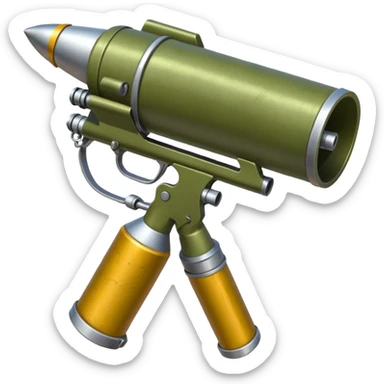 olive-colored two-handled shoulder-mounted rocket launcher sticker