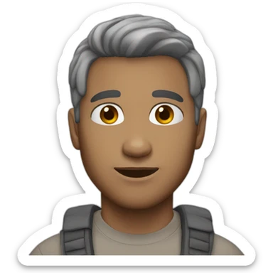 35 years old boy with black and grey hair tan light skin and brown eyes  sticker