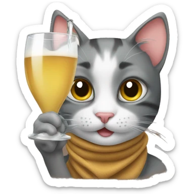 cat drinking  sticker