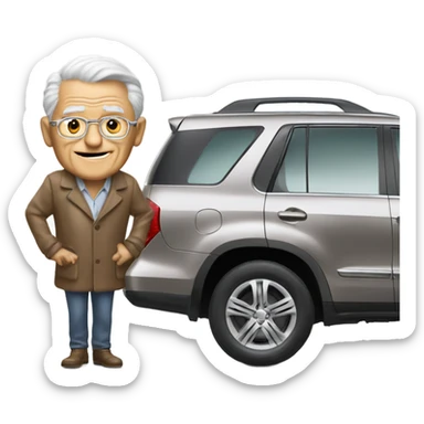 An old man driving next to a super model in a Honda pilot sticker