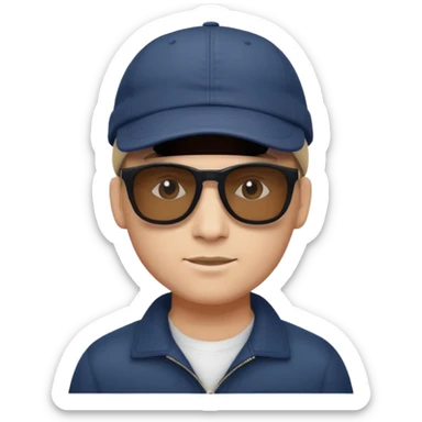 trapero capo con gorra, gafas de sol y actitud confiada sticker