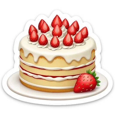 Tasty vanilla strawberry cake cartoon style  sticker