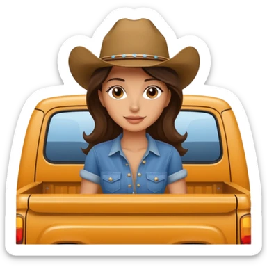 Brunette woman in bed of truck sticker