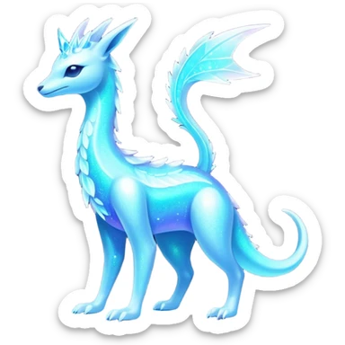 Shiny Exotic Colorful Neon-colored Glittery Ethereal Sparkly Iridescent Amaura-Aurorus-Fakémon-hybrid-creature (full body)  sticker