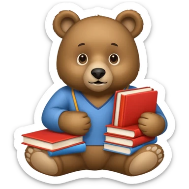student bear with books sticker