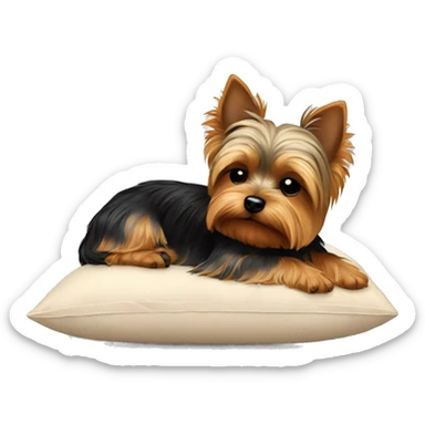 Yorkie dog laying on a pillow sleeping sticker