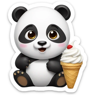 Panda eating ice cream sticker