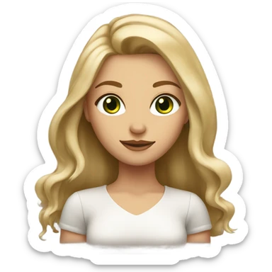 Blonde girl with a big of light brown roots and green eyes with a bit of brown in them  sticker