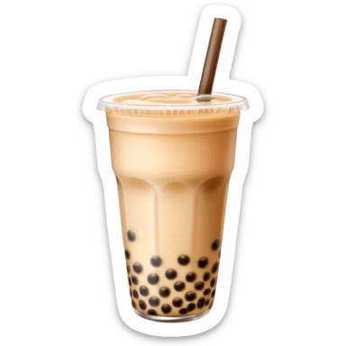 Bubble tea with tapioca pearls and milk tea, with straw sticker