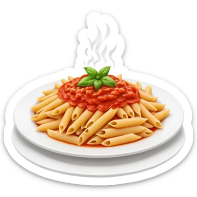penne pasta with red marinara sauce on a plate sticker