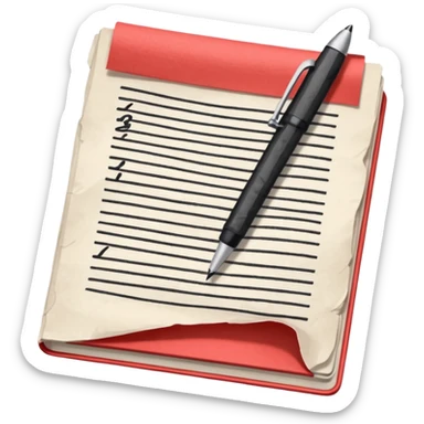 a paper manuscript that is a screenplay with a ballpoint pen sticker